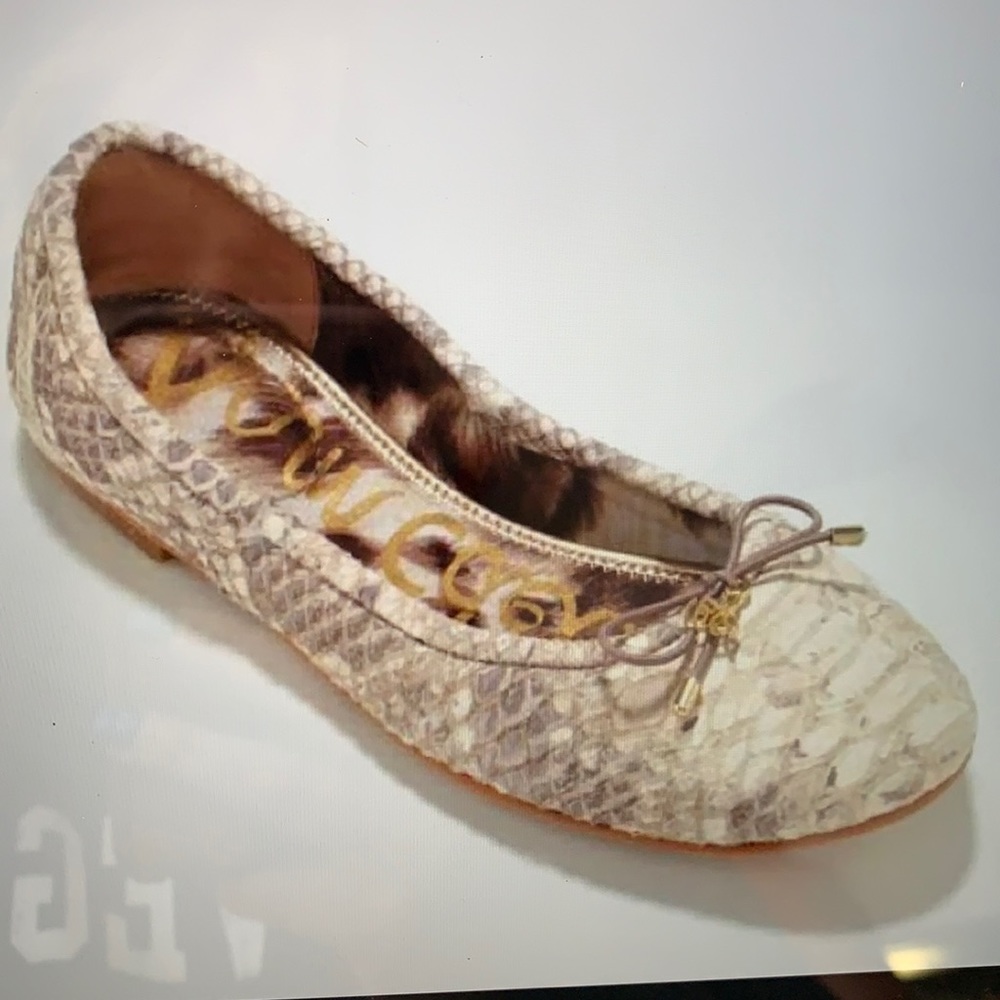 Sam Edelman Felicia Flat Snake Cream -Size 8